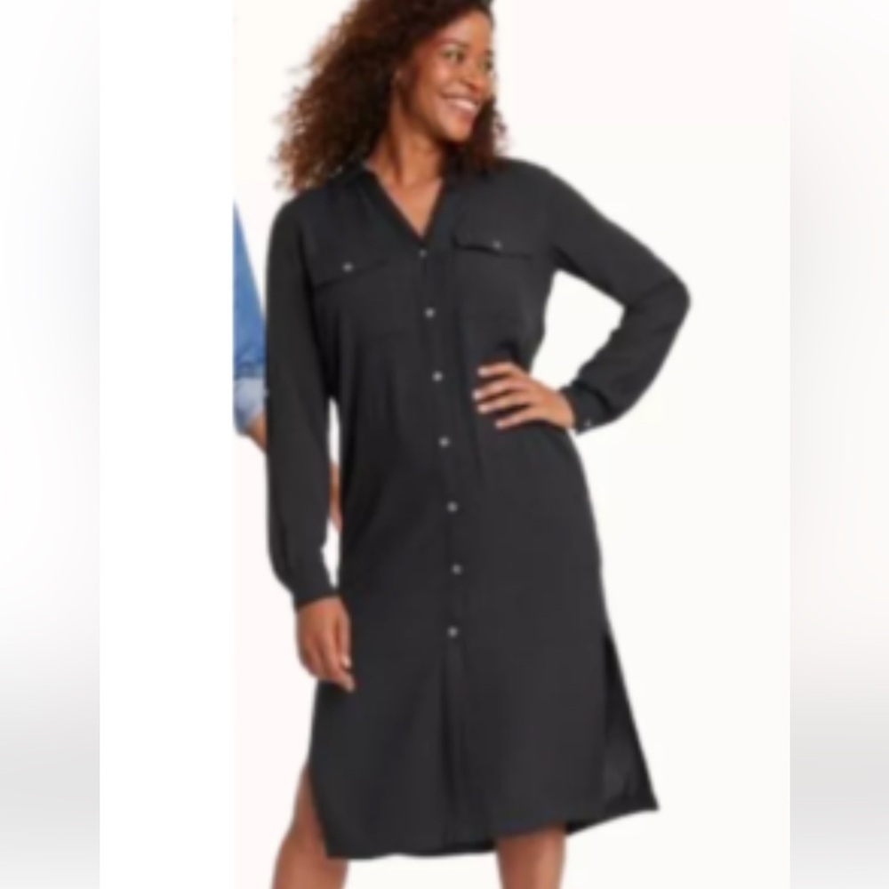 Knox Rose Charcoal Button-Down Dress